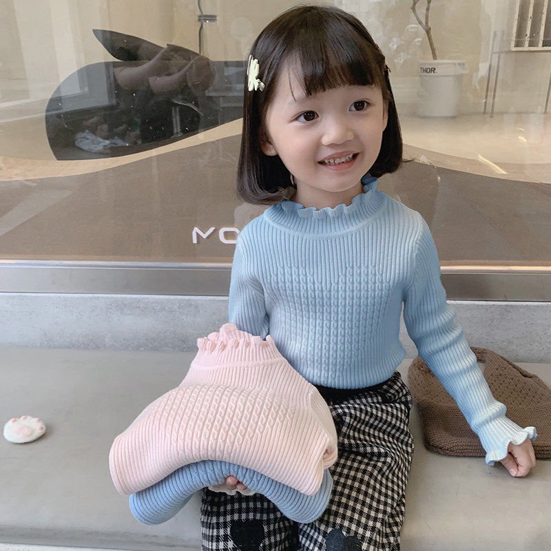女童打底针织衫儿童套头毛衣宝宝修身上衣小童装2026冬装新款加厚