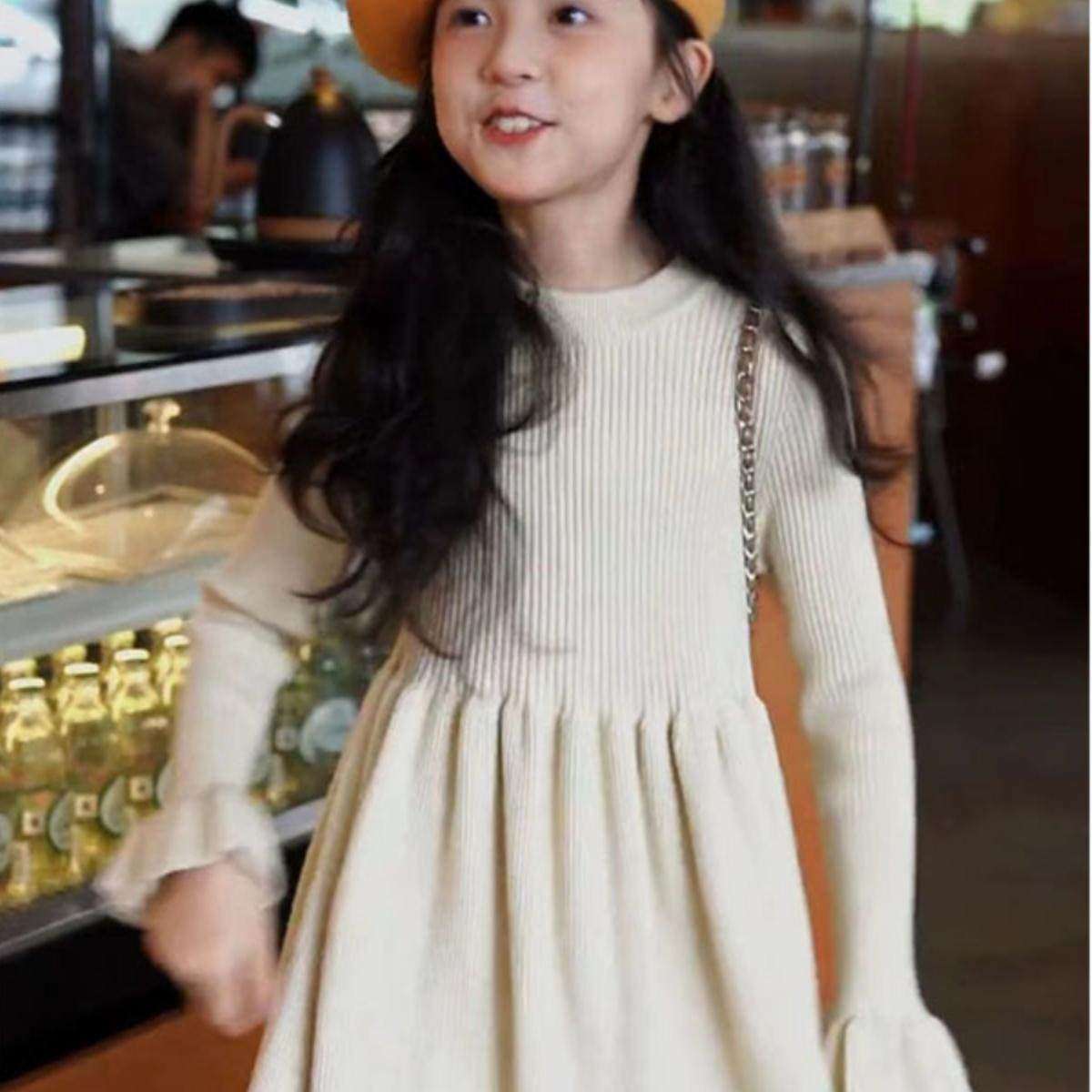 女童连衣裙秋冬2026新款休闲百搭针织裙中大童打底毛衣公主裙长袖