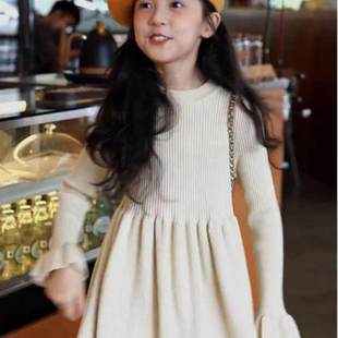 女童连衣裙秋冬2026新款休闲百搭针织裙中大童打底毛衣公主裙长袖