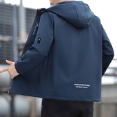 宽松男装 男士 外套春秋潮流休闲连帽夹克男防风防水冲锋衣薄款 褂子