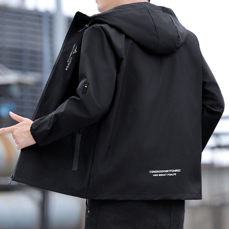 春秋男士外套潮流休闲连帽夹克男