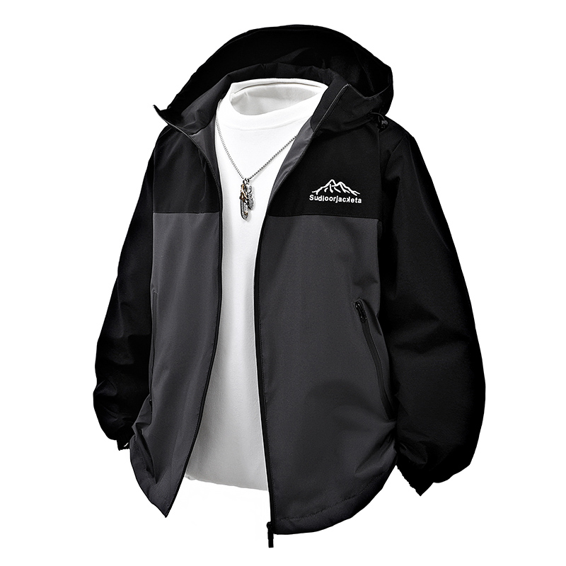 春秋男士外套休闲百搭连帽冲锋衣