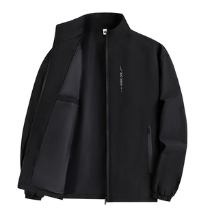 春秋男士外套休闲时尚立领夹克男防风防水冲锋衣薄款宽松男装褂子