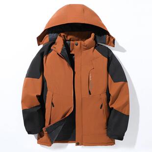 加绒加厚男士 防风防水冲锋衣棉袄休闲宽松保暖男棉服 棉衣外套冬季