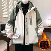 外套冬季 潮流韩版 工装 加绒加厚男士 夹克青少年学生男装 休闲上衣服
