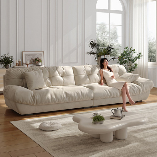 拉芙菲/LFF云朵沙发磨砂布奶油风