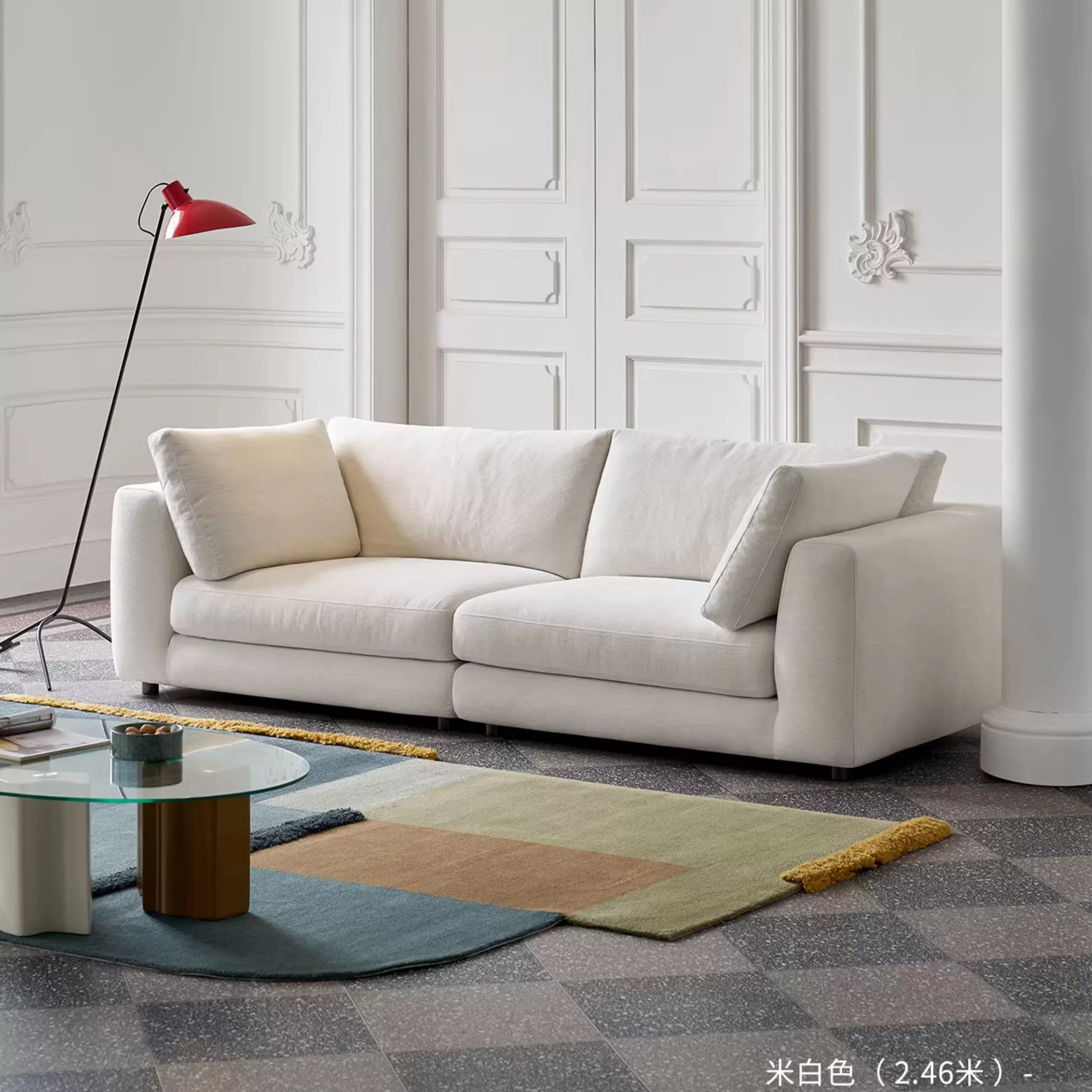 拉芙菲奶油风莱茵全拆洗沙发客厅直排布艺沙发设计师羽绒沙发