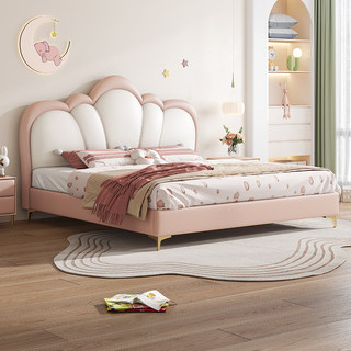 儿童床简约1.5小户型儿童实木房1米2公主床男女孩单人真皮艺软床