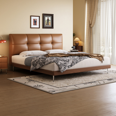 拉芙菲/LFF中古风白蜡木真皮床