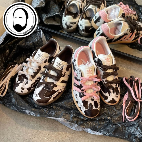 Adidas三叶草男女复古时尚奶牛纹设计运动休闲鞋KK2239 KK2238