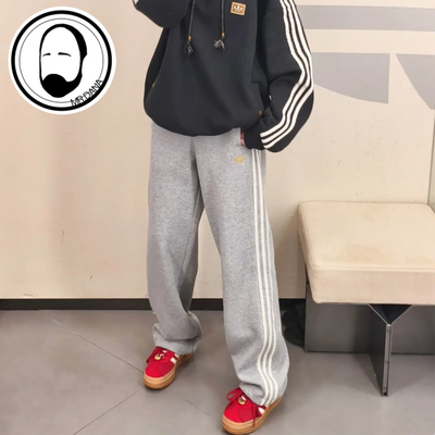 Adidas三叶草男子新年款时尚撞色条纹针织运动裤KT0652 KT0653