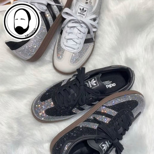 Adidas三叶草26新款SAMBA OG男女黑色亮钻休闲板鞋 IH9052 IH9055