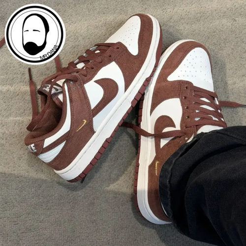 Nike耐克女子运动鞋DUNK低帮复古白酒红翻毛皮休闲板鞋IB4417-104