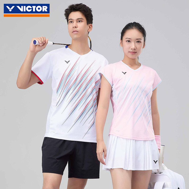 VICTOR胜利羽毛球服威克多男女款清爽舒适针织运动短袖T恤T-60022