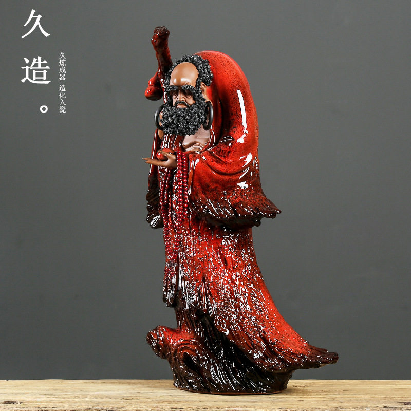 达摩祖师佛像工艺品 陶瓷玄关隔断柜家居摆件禅意人物装饰品