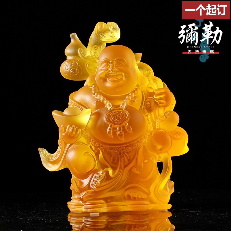 琉璃弥勒佛站像笑佛布袋和尚家居供奉摆件佛像用品寺院