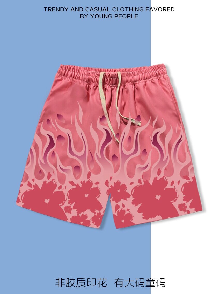 AMERICAN FLAME TIDE BRAND CASUAL SPORTS PRINT BEACH PANTS TRENDY STATEMENT SHORTS MENS AND WOMENS CROPPED PANTS ARE AVAILABLE IN PLUS SIZES