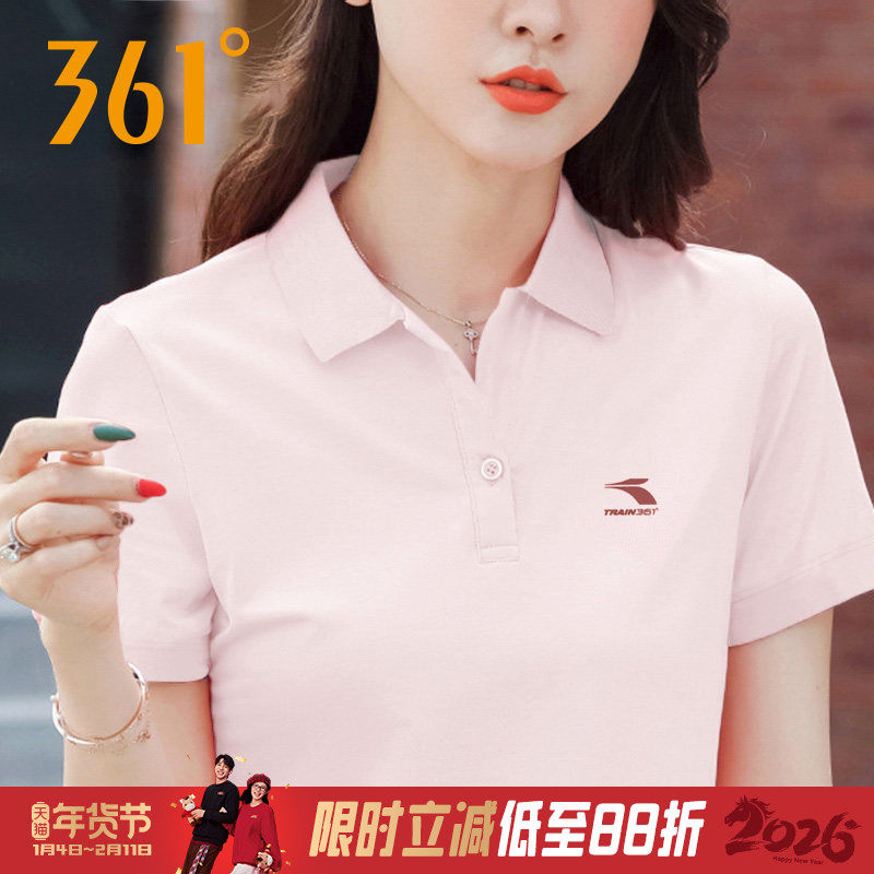 361运动t恤女polo衫2025夏季新款透气翻领短袖女士健身休闲上衣