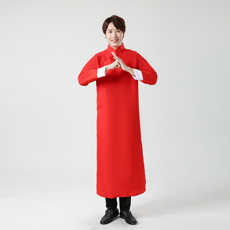 相声服大褂演出服装男女民国风长衫长袍中式伴郎服中国风表演服装