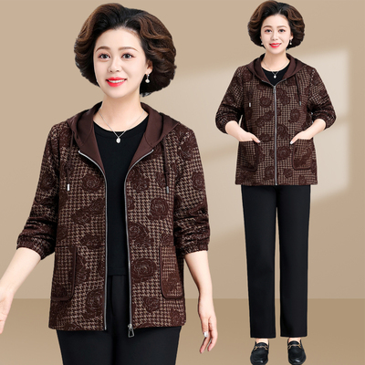 中老年女装外套春秋季加肥加大