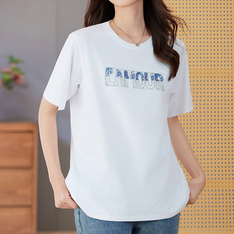 大码短袖T恤女2026夏季新款圆领爆款打底衫内搭正肩宽松显瘦上衣