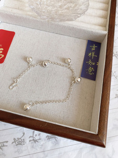 纯银手链铃铛苗疆少女清脆一步一摇一响铃可调节礼物学生女神