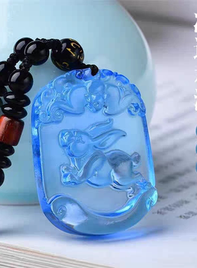 蓝水晶吊坠十二生肖本命年时尚仿水晶礼物男女情侣吉祥物