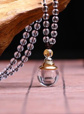 正品碧云寺天然白水晶舍利塔嘎乌盒楞严挂件男女款