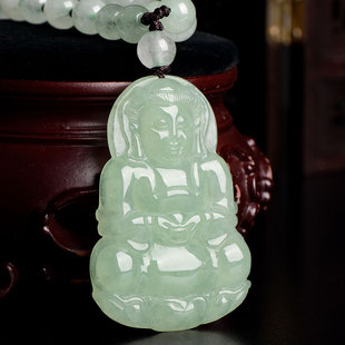 缅甸A货天然翡翠观音吊坠男款大号冰种玉坠项链挂件珠宝玉石证书