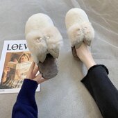 女2021秋冬居家可爱网红百搭棉拖鞋 韩版 水钻小猫咪毛绒绒拖鞋 外穿