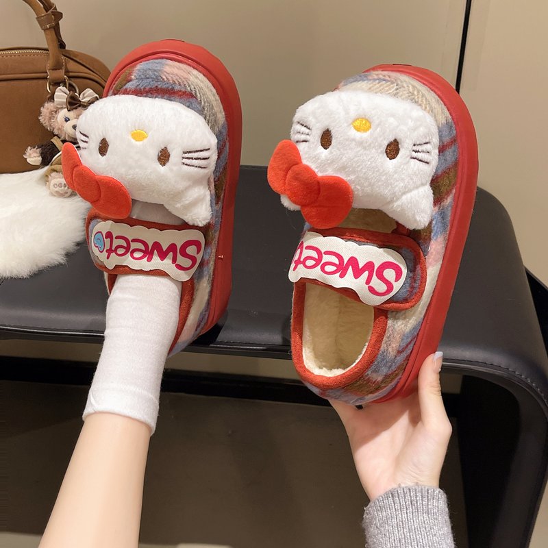 卡通萌系凯蒂猫毛毛鞋女冬季保