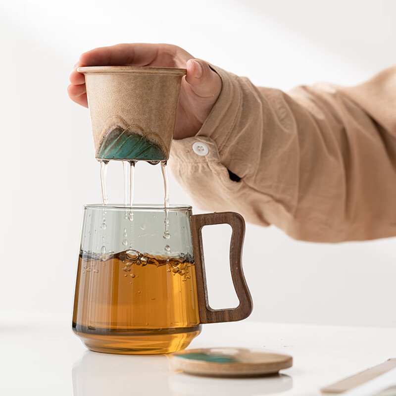 希诺公司年会送客户员工生日礼物玻璃杯带盖茶杯茶水分离男士泡茶