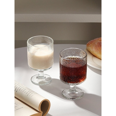 希诺媚家玻璃杯轻奢家用高脚杯新款复古水杯高级红酒杯饮料杯水晶