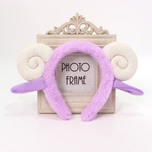 紫色小羊耳朵发箍可爱超萌明星同款羊角头饰COS漫展头箍发卡发饰