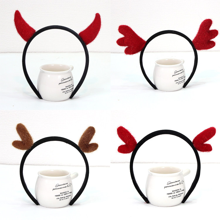 日韩可爱鹿角发卡头箍发饰发箍恶魔牛角头饰圣诞节装扮表演发夹女