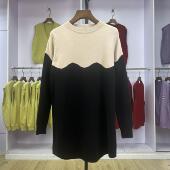 901 毛衣女2024撞色加厚ins休闲宽松慵懒风针织连衣裙上衣 中长款