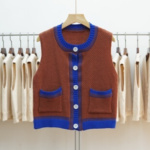 气质女圆领时尚 750 日系韩版 新款 叠穿针织马甲毛衣百搭 2025秋季