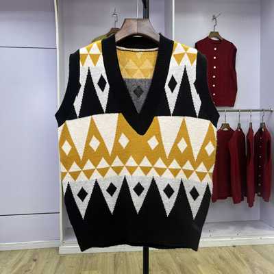 新款秋冬加厚毛衣马甲港味V领