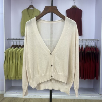 韩版时尚V领针织开衫2025