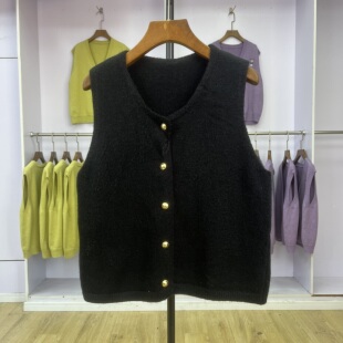 362 无袖女款打底纯色韩版洋气时尚针织开衫马甲坎肩外搭背心上衣