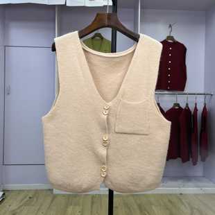 叠穿毛衣背心 复古时尚 673韩系通勤V领针织马甲秋装 女2024年新款