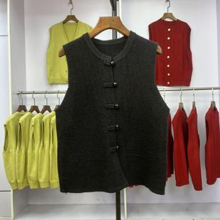 复古小个子休闲坎肩宽松叠穿马夹上衣女 新中式 136 中国风纯色秋季