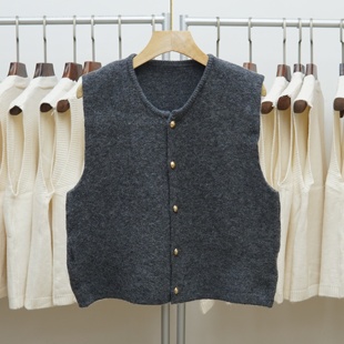 显瘦百搭坎肩背心毛衣外套 圆领针织马甲女短款 308 2025秋冬新款