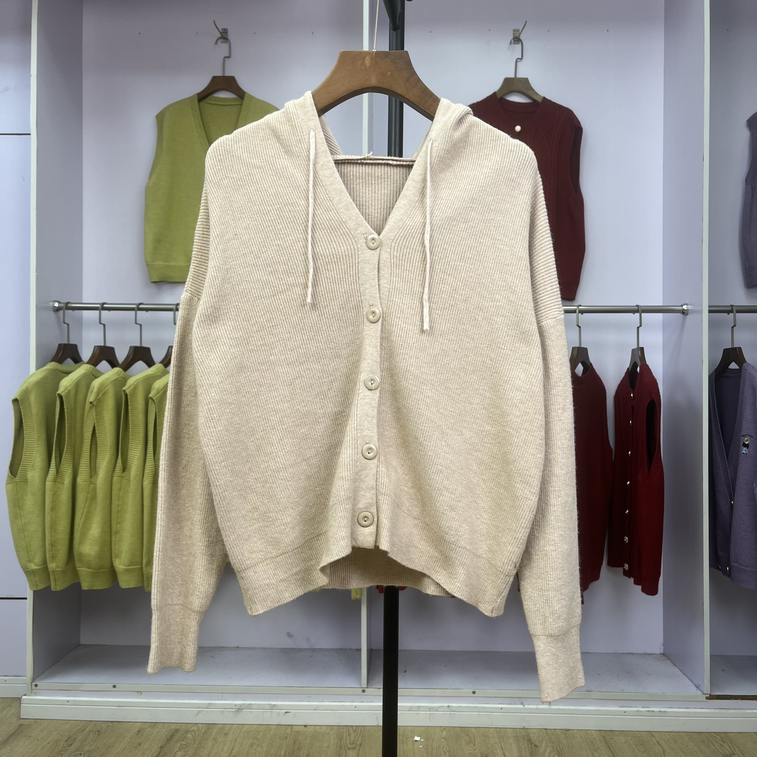 771 新款时尚女外套洋气春秋季百搭复古毛衣休闲抽绳显瘦上衣日系