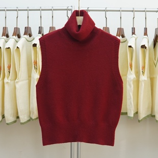 367韩系高领针织马甲女无袖叠穿毛衣背心宽松百搭气质坎肩上衣