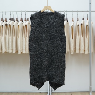 714 2025秋冬新款韩版中长款亮片针织马甲背心裙女百搭无袖坎肩