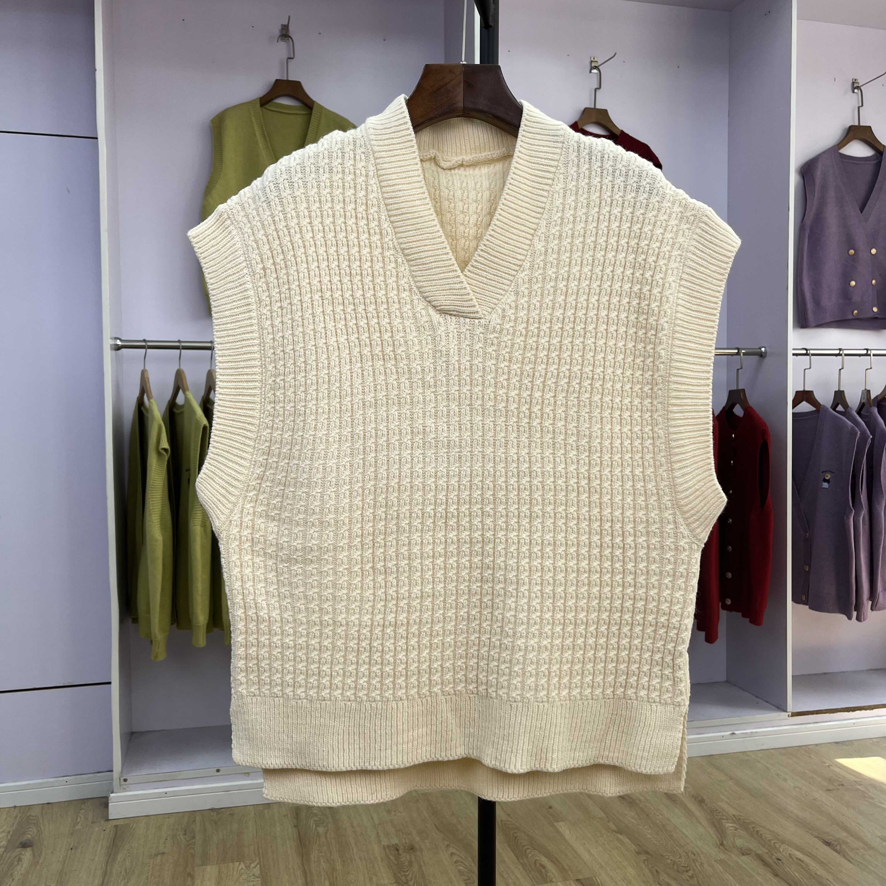 无袖毛衣马夹韩版宽松套头V领