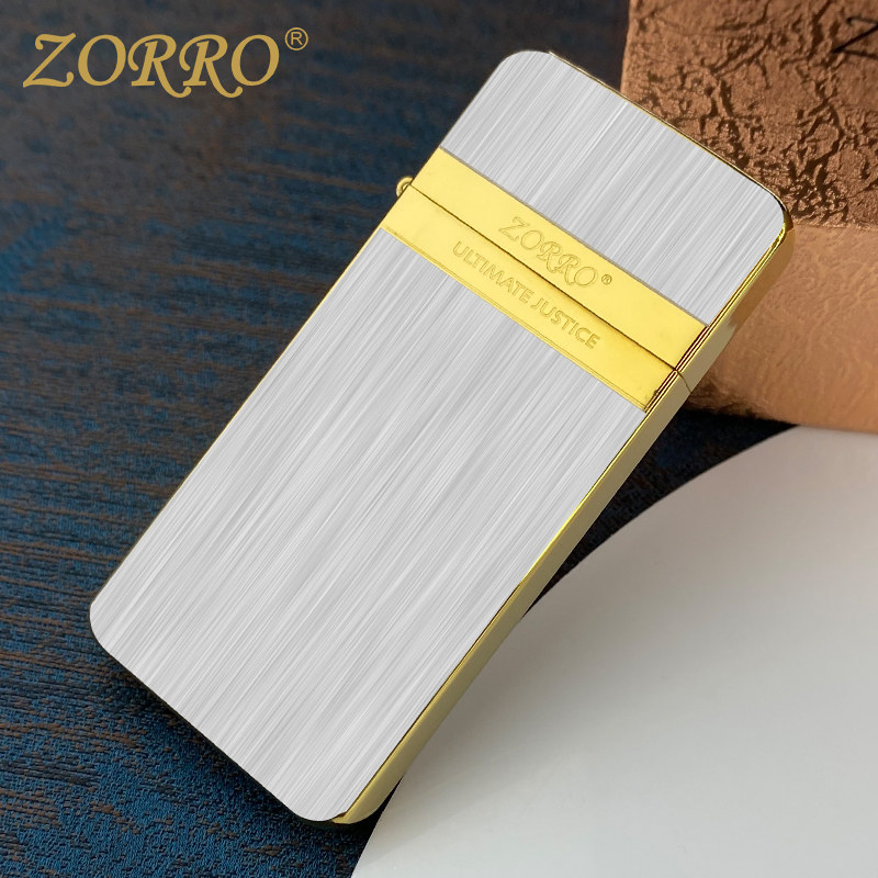 佐罗zorro煤油打火机男ZS5薄款黄铜创意正品复古砂轮个性定制刻字