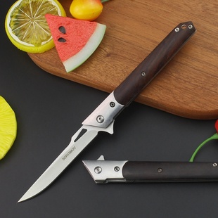 随身不锈钢切肉刀实木柄便携水果刀高端防身折叠刀高硬度锋利小刀