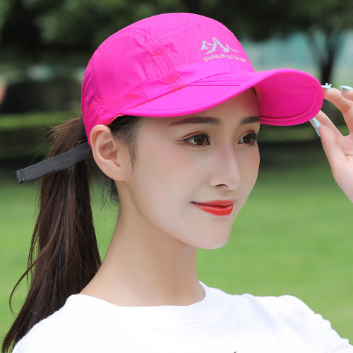 夏季防晒户外女士薄款玫红鸭舌帽